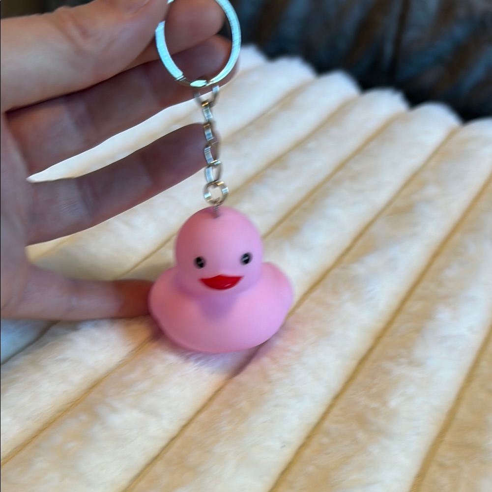 Pink Rubber Duck Keychain
